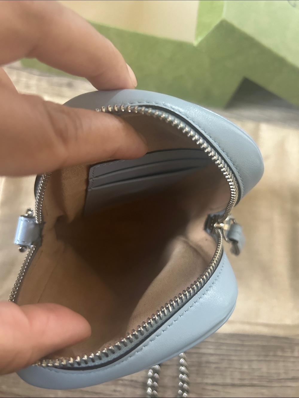 Gucci Light Blue Chevron Mini Marmont Crossbody - Picture 10 of 15